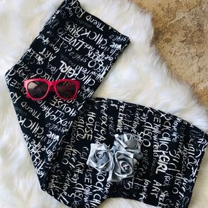 Rock Graffiti Black & White Wide Leg Capri